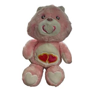 CARE BEAR Vintage 1983 Kenner Plush Love A Lot Bear Pink 13" Stuffed Animal Toy